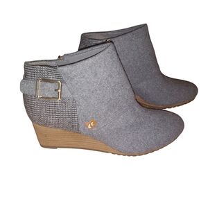Womens gray wedge ankle bootie